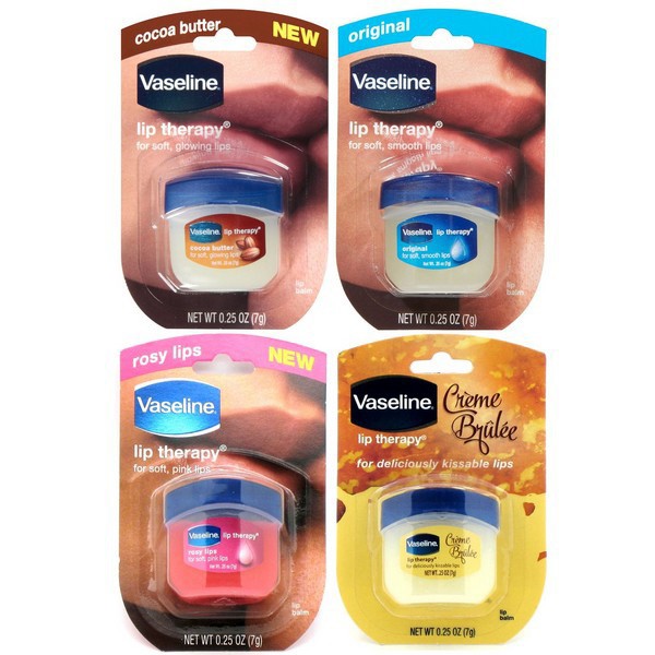 Son dưỡng môi vaseline hương ca cao - original - vani - rosy lips 7g usa