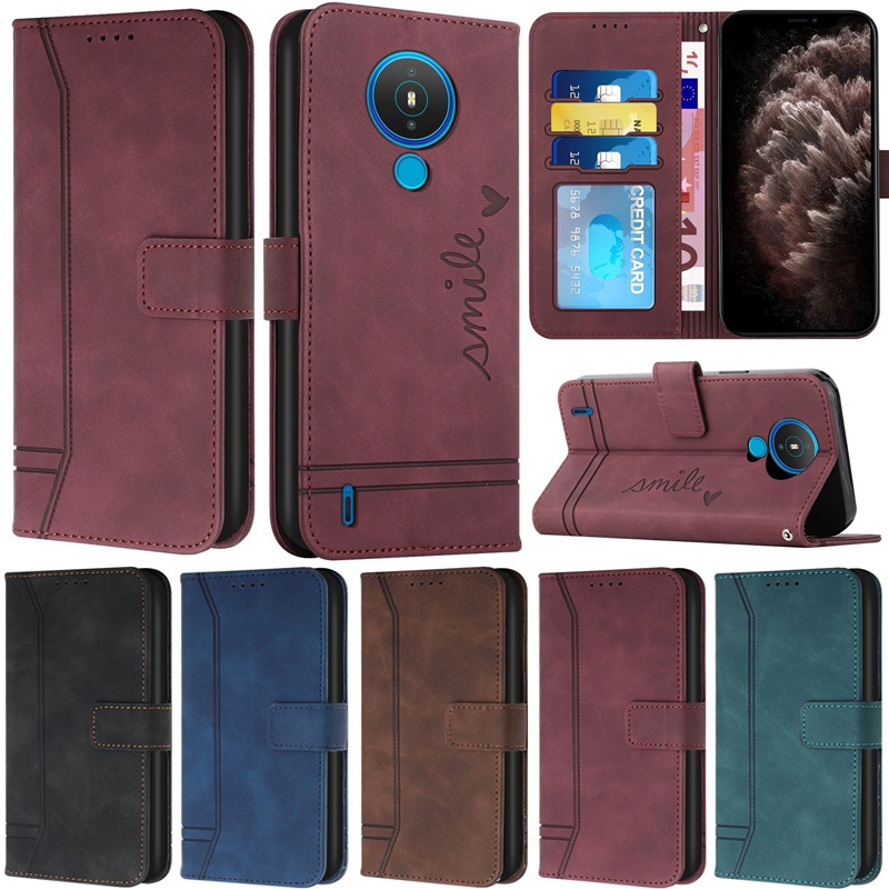 Bao Da Điện Thoại Pu Mềm Nắp Gập Kiểu Ví Có Khóa Nam Châm Và Ngăn Đựng Thẻ Cho Nokia 5.4 3.4 2.4 1.4 C1 C2 C3 Ốp