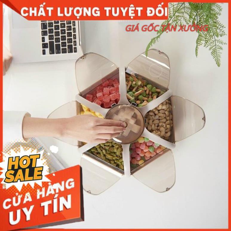 [Loại 6 cánh tự bung] Khay mứt tết đựng bánh kẹo chất liệu nhựa cao cấp kiểu dáng sang trọng