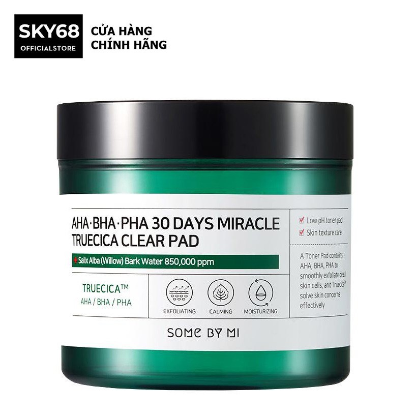 Miếng cotton tẩy tế bào chết, làm dịu da Some By Mi AHA-BHA-PHA 30 Days Miracle Truecica Clear Pad ( 70 miếng ) | BigBuy360 - bigbuy360.vn