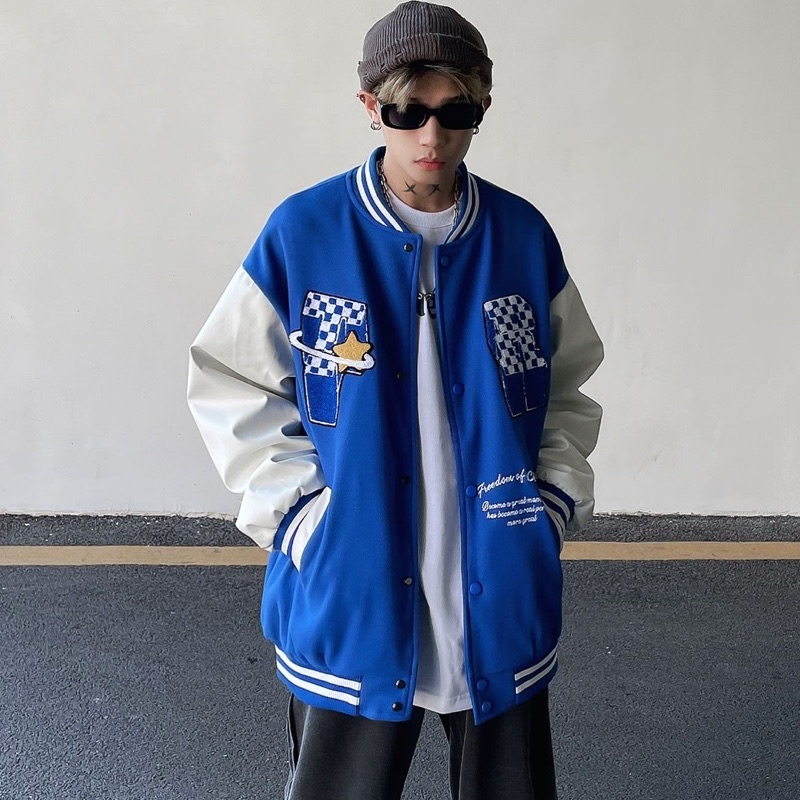 Áo khoác varsity nam nữ,in chữ T thiết kế dày dặn 2 màu