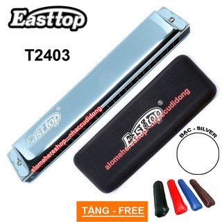 Kèn harmonica Tremolo 24 lỗ Easttop T2403 Key C Màu Bạc Phiên Bản Trước 2021
