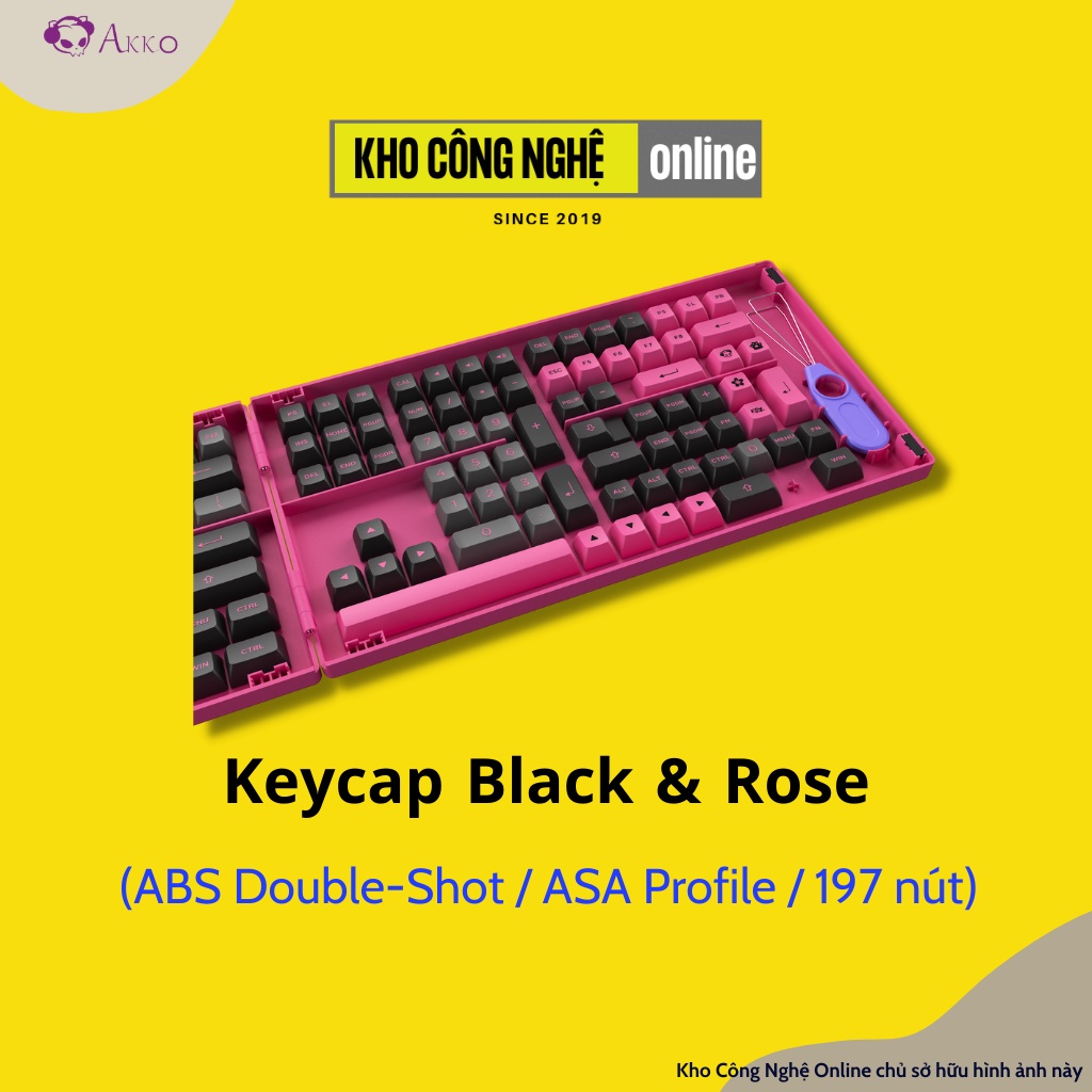 Bộ Keycap cho bàn phím cơ Akko Black and Rose (PBT Double-Shot/ASA profile/197 nút)