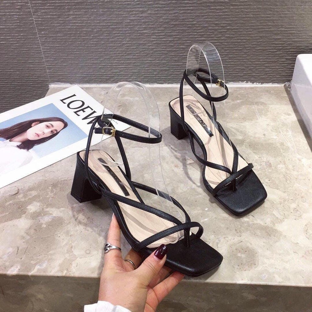 GIÀY SANDAL CAO GÓT MÃ S13 XỎ NGÓN 2 MÀU ĐEN VÀ TRẮNG VIETLAVANI ĐẸP BỀN CHUẨN XUẤT