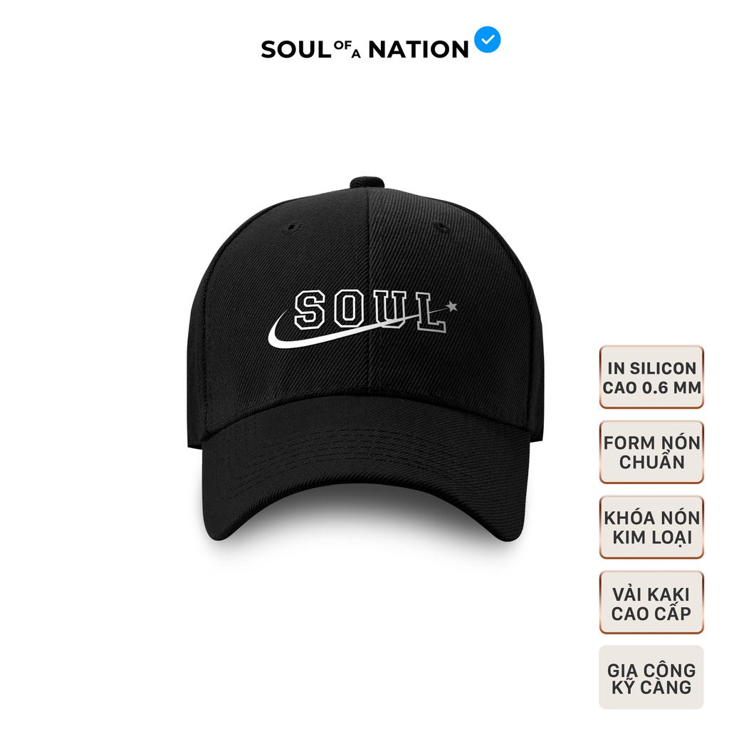 Nón lưỡi trai đen - Soul Star In cao thành vải Kaki Cotton 100% cao cấp màu Đen - SOUL OF A NATION