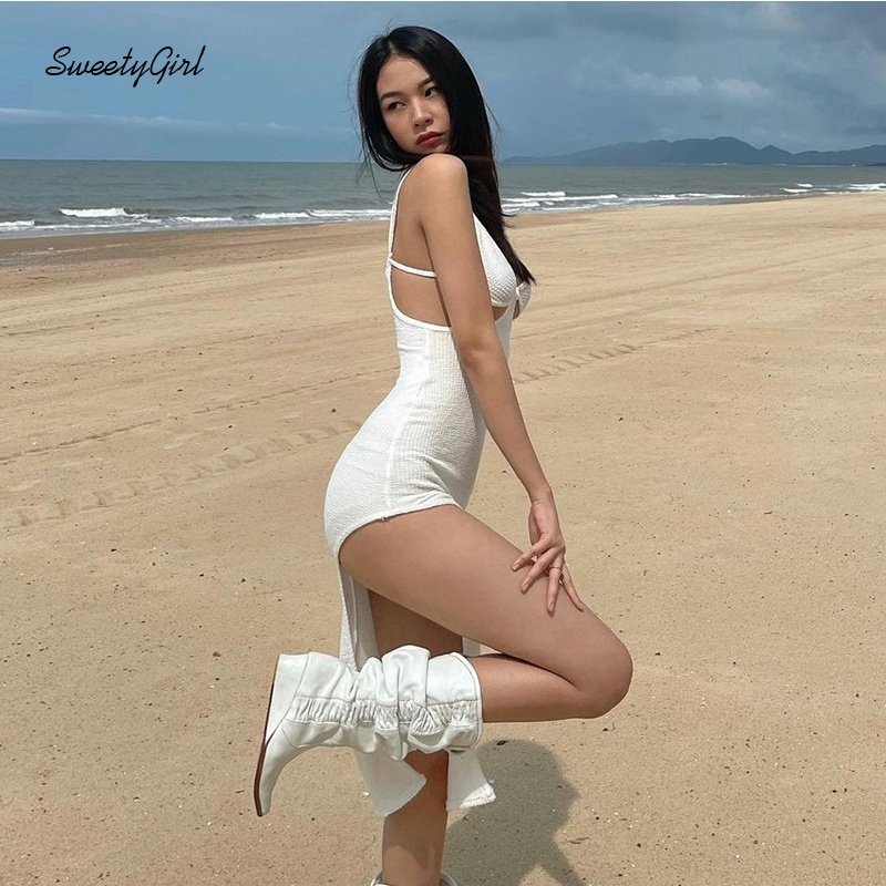 Đầm midi sát nách cổ tròn màu sắc ngọt ngào thời trang cho nữ