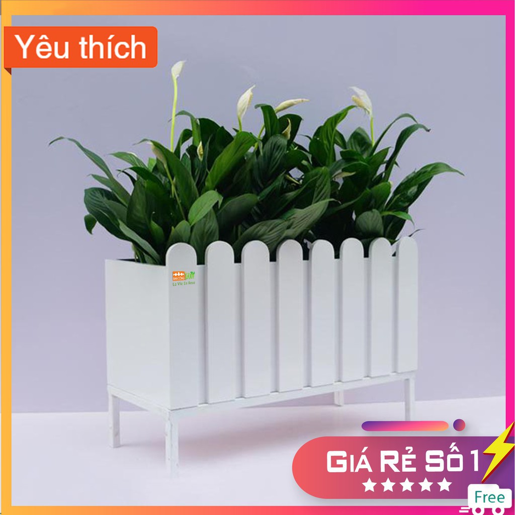Bộ chậu hàng rào gỗ nhựa composite D50
