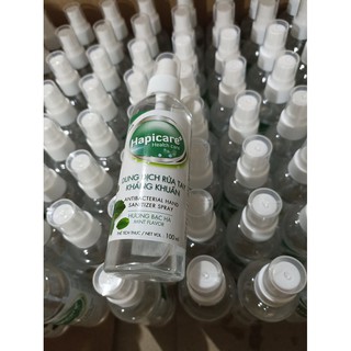 6chai Dung dịch nước rửa tay khô khử khuẩn Hapicare+, Combo 5 chai xịt mini 100ml  tặng thêm 1 chai