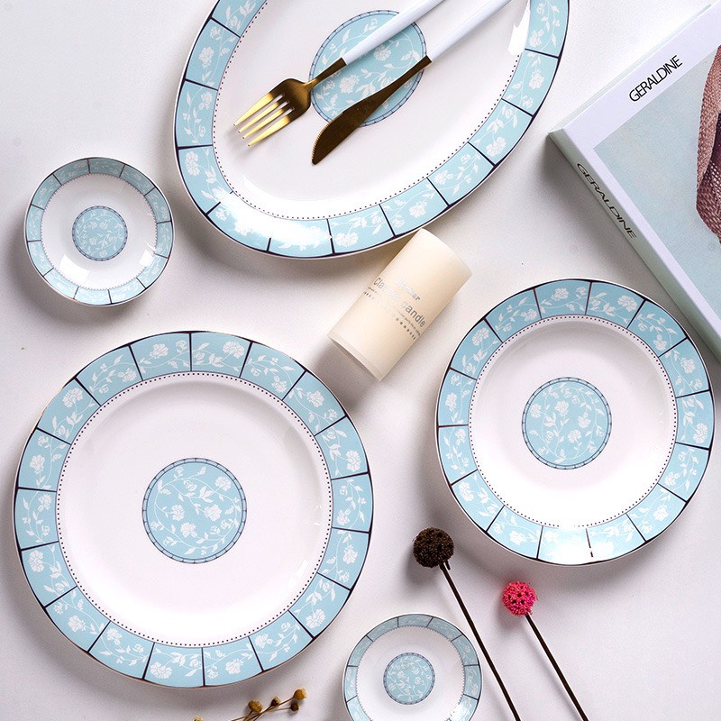 Set bàn ăn sứ xương xanh ngọc 60 món bát đĩa sứ xương cao cấp hàng có sẵn