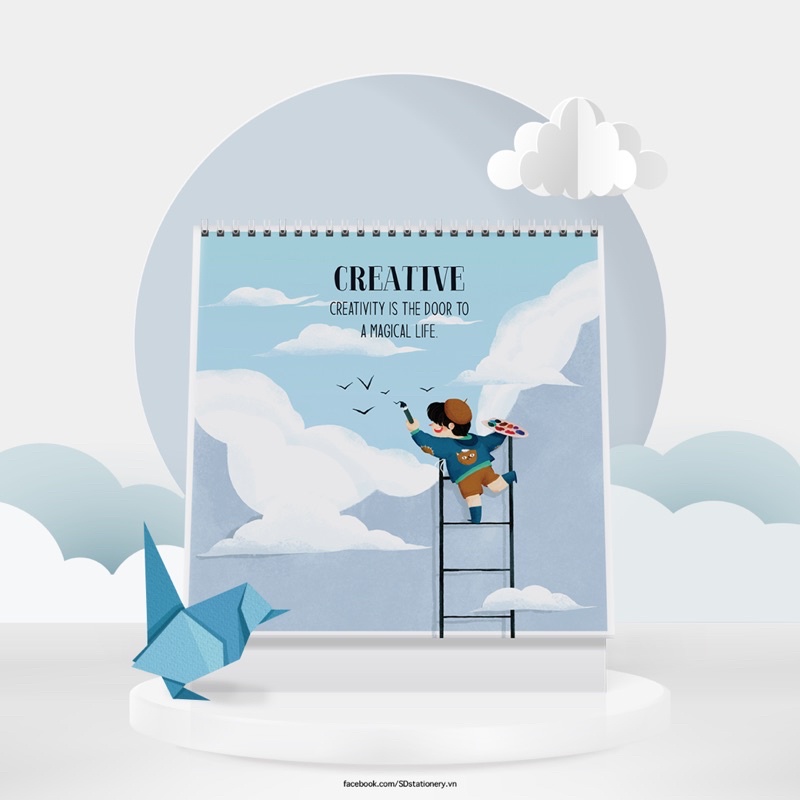 Lịch bàn 2022 Nhâm Dần 20x22 SDstationery LIVE LIKE A CHILD tiếng Anh hình vẽ em bé thiếu nhi trẻ em dễ thương