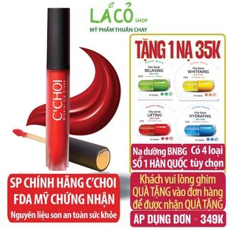 Son kem son môi chính hãng C'Choi son lì son kem khoáng thiên nhiên siêu mịn bám màu lâu trôi LÁ CỎ MỸ PHẨM THUẦN CHA