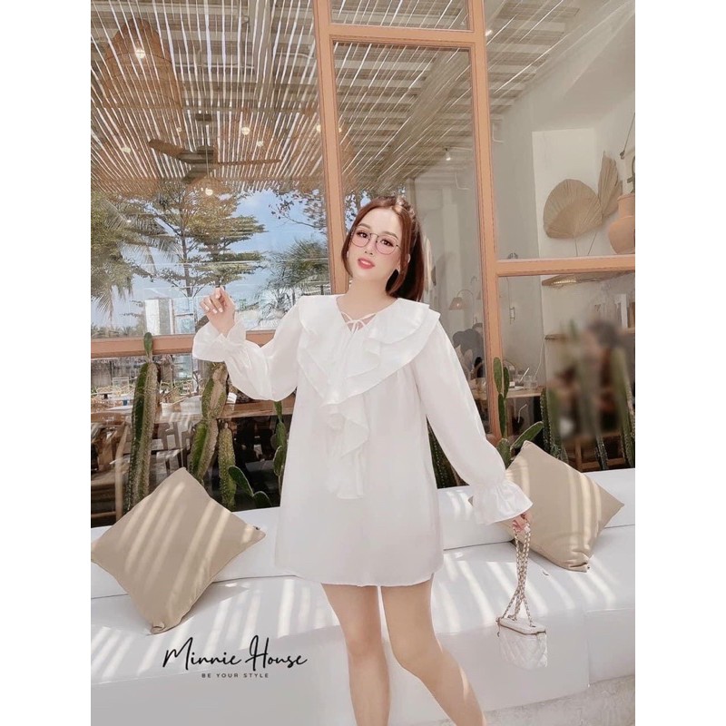 [Siêu Hot] [221] Váy Sơmi Bèo Dáng Suông 2 Màu, Áo Váy Sơmi Bèo Cổ Tay Dài Có Ảnh Thật Kèm Ảnh Thật Kèm Video | BigBuy360 - bigbuy360.vn