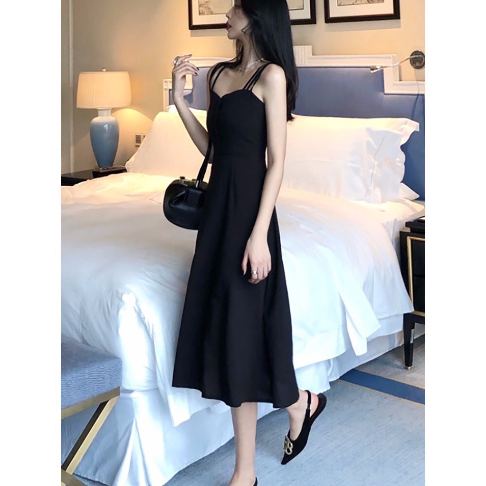 Đầm nữ, váy nữ hai dây hở vai màu đen quyến rũ cho nữ KENSHIN SHOP | BigBuy360 - bigbuy360.vn