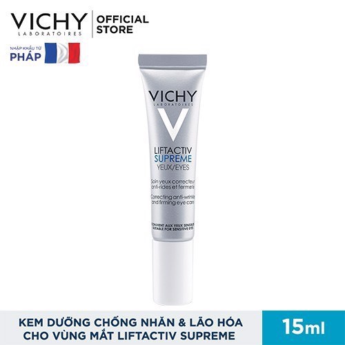 Vichy Chính Hãng- Kem Dưỡng Chống Nếp Nhăn Và Nâng Mí Mắt Liftactiv Eye Supreme Cream 15ML