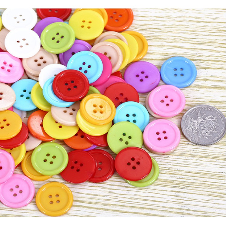 Set 100 Cúc nhựa nhiều màu đủ kích thước
