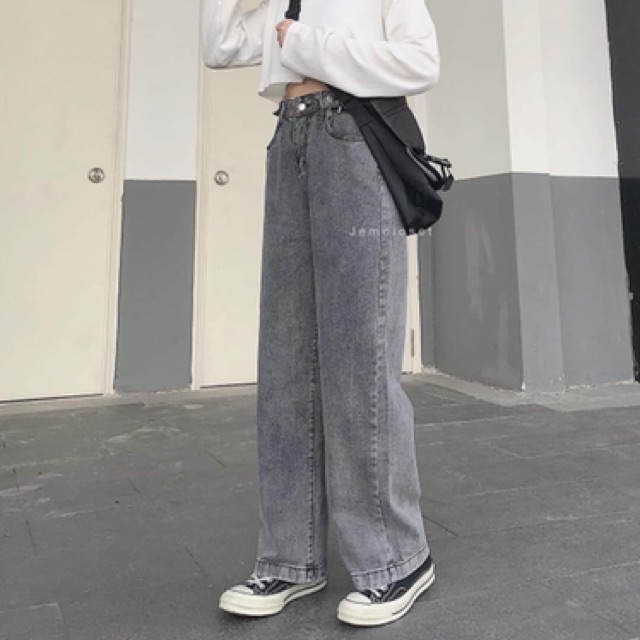 Quần baggy jean ống rộng hai đai 3062, 3063, hình thật ảnh sàn