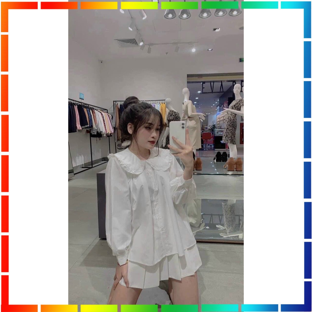(ẢNH THẬT - Tặng kèm Tất Cao Cổ Hàn) Áo sơ mi nữ🌸Váy trắng🌸Set áo sơ mi nữ chân váy tennis thiết kế style Hàn Quốc cực đ | BigBuy360 - bigbuy360.vn