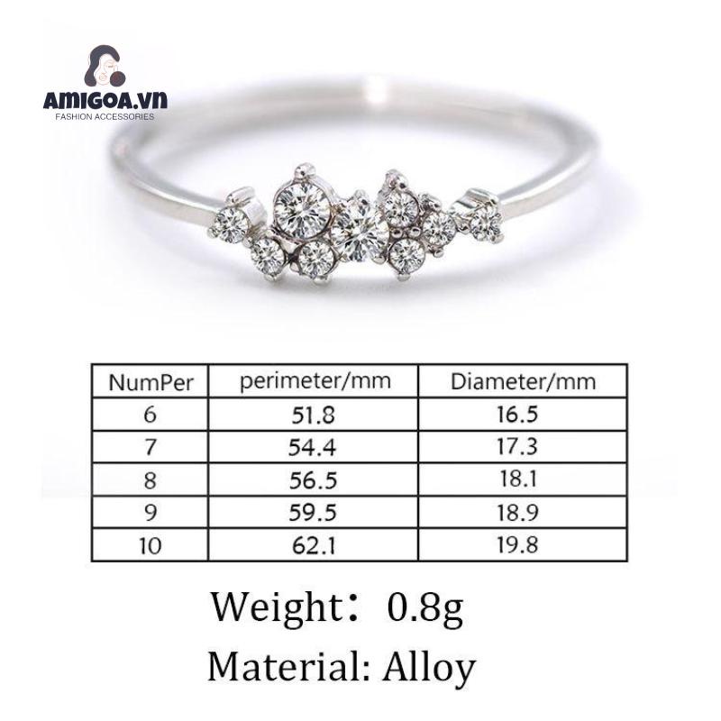 ✨✨Nhẫn Đính Hôn Nữ Mạ Vàng 14k Đính Kim Cương Nhân Tạo