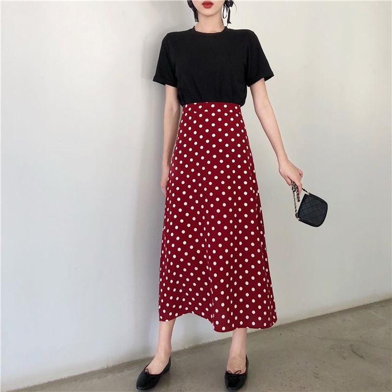 Chân váy chiffon Ielgy chữ A lưng cao co giãn họa tiết nhành hoa dành cho nữ