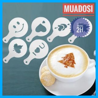 HCM - Bộ 16 Khuôn Rắc Bột Cacao Bột Trang Trí Tạo Hình Capuchino Tiện Dụng