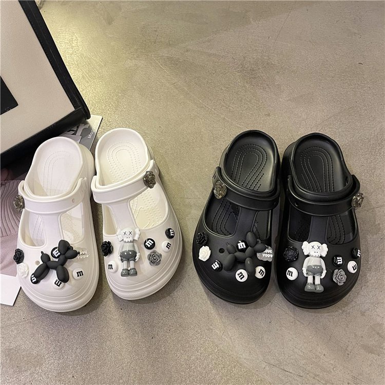 Dép nữ sục hở mũi Gấu Kaws độn đế 3cm tăng chiều cao đi cực êm thời trang ulzzang Hàn Quốc TH-92 (có video thật tự quay)