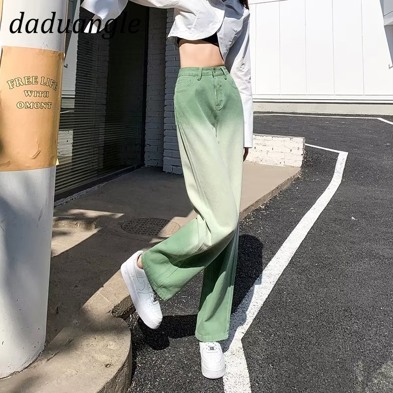 Quần jean Daduhey ống rộng màu Gradient thời trang phong cách Hàn Quốc ins cho nữ