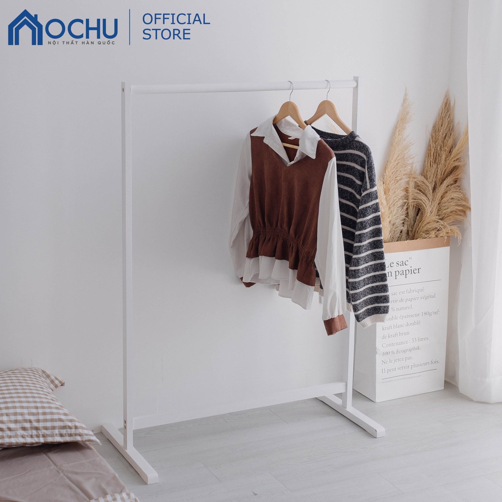 Giá Treo Quần Áo Gỗ Thông OCHU - Single Hanger - White