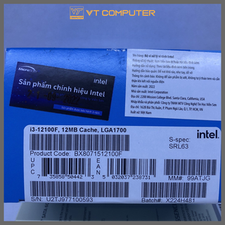 CPU Intel Core i3 12100F / 12100 (3.30 Up to 4.30GHz, 12M, 4 Cores 8 Threads) Full Box / Bảo Hành 36 Tháng