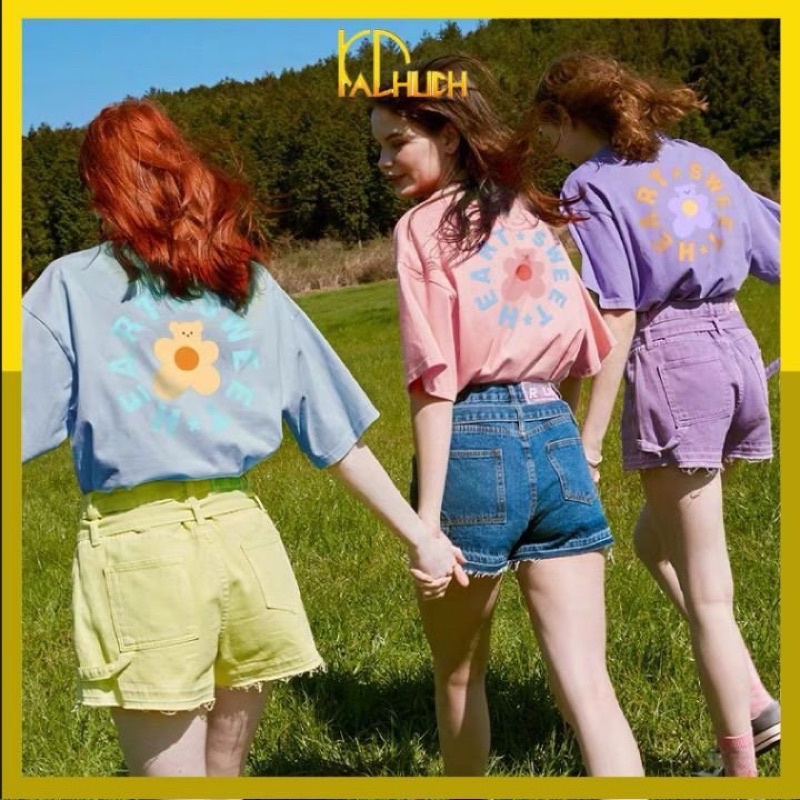 ÁO THUN TAY LỠ FORM RỘNG IN SWEET HEART GẤU BAO ĐẸP