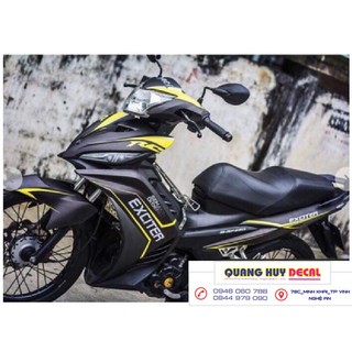 Tem xe exciter 135 đen chỉ vàng, độ team trùm decal xe máy ex dán đời 2011-2014