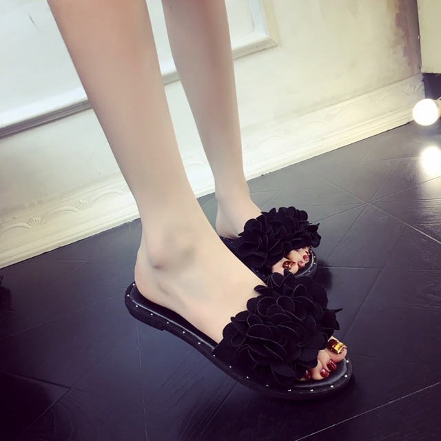 Dép Nữ PVC Quai Ngang Đính Hoa Vải/ Đính Đá Nhiều Mẫu Siêu Kute Size 36-40 - Hàng Nhập Quảng Châu - Lucky Girl shop
