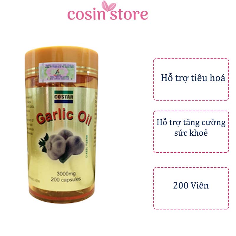 Viên Uống Tinh Dầu Tỏi Costar Garlic Oil 3000mg 200 Viên Cosin Store