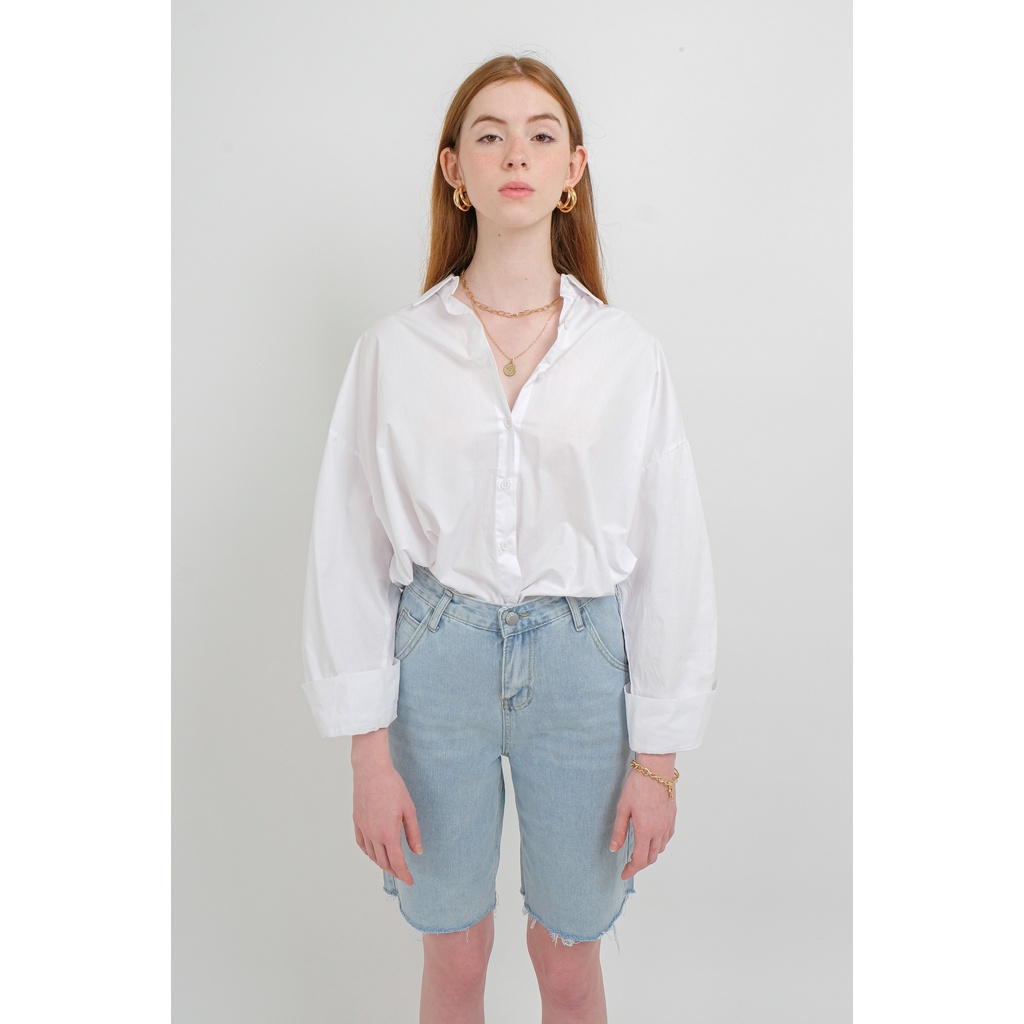 Quần Short Jeans Lửng Maroon Biker | HQ3258 | Lana Official