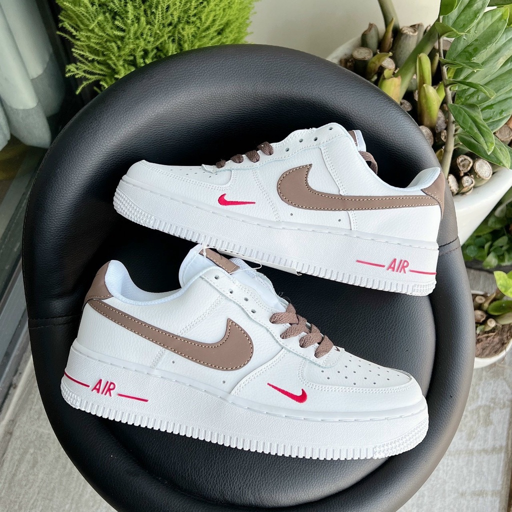 Giày 𝐍𝐢𝐤𝐞 𝐀𝐢𝐫 𝐅𝐨𝐫𝐜𝐞 𝟏 Trắng Vệt Nâu -  Sneaker Unisex Nam Nữ Hàng cao cấp bản Trung hottrend 2023
