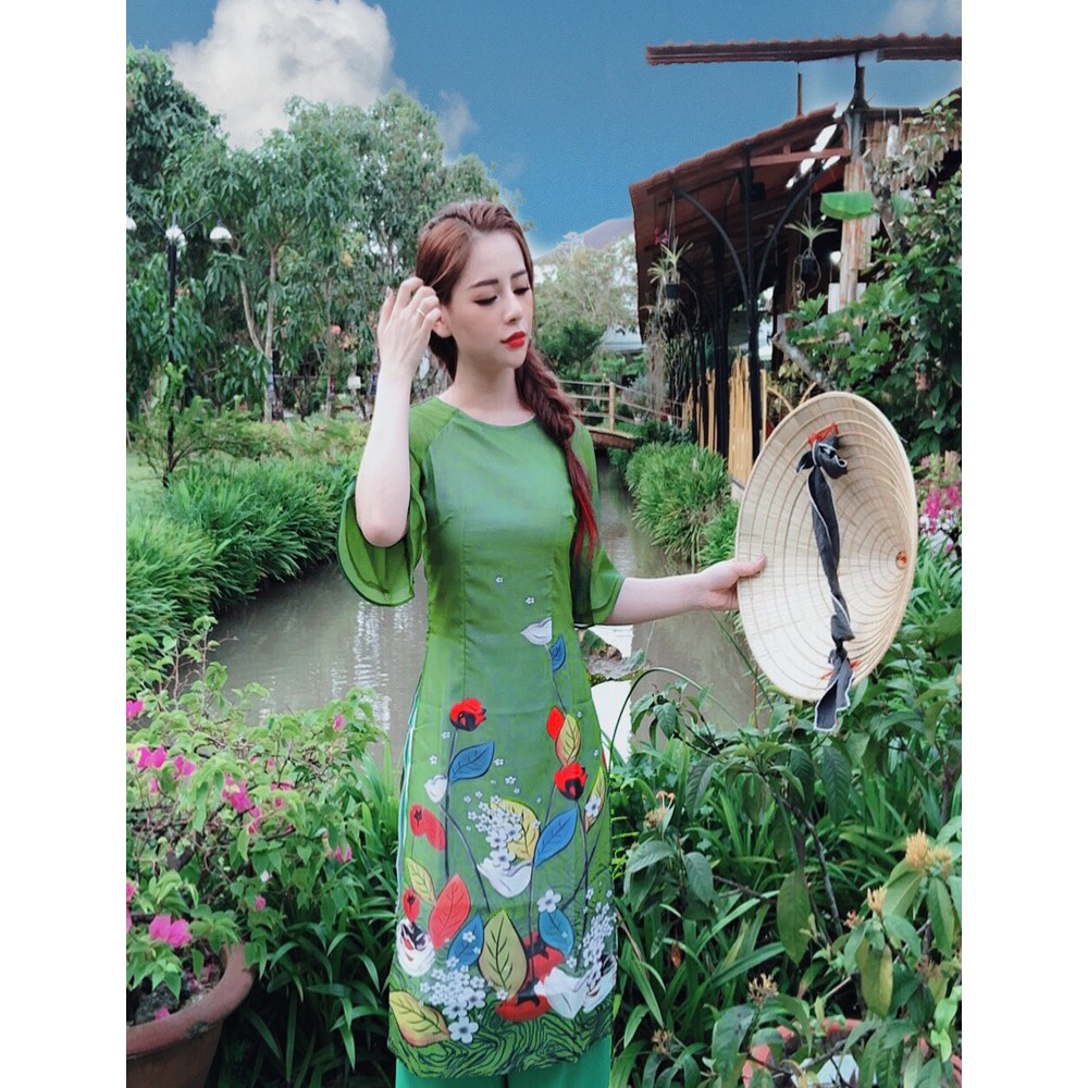 Áo dài vol in tay cách điệu (KHÔNG KÈM CHÂN VÁY)-MS2037AD