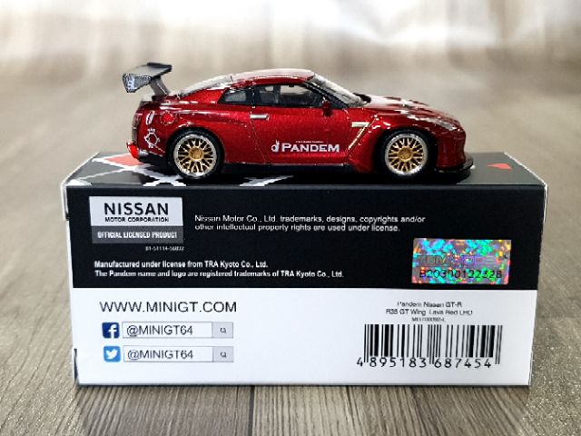 Xe Mô Hình Pandem Nissan GT-R R35 GT Wing Lava 1:64 MiniGT ( Đỏ #92)