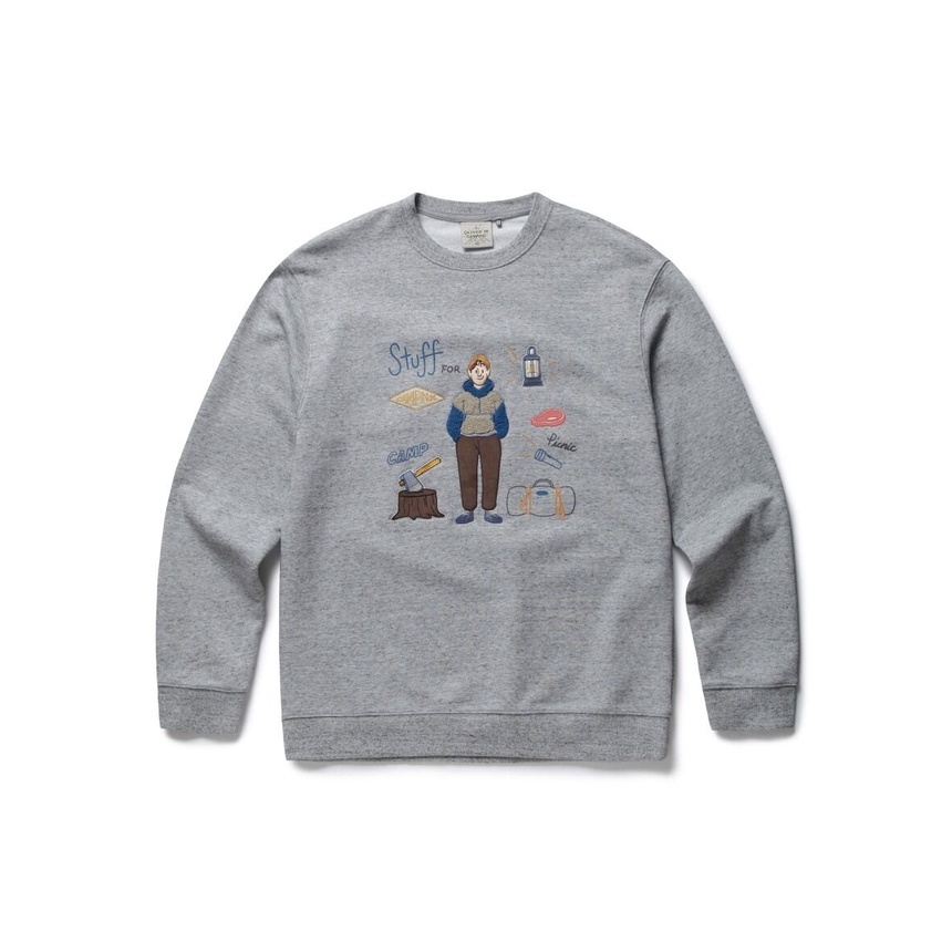 Áo sweater nỉ unisex tay dài cổ bo OLZEN Oliver in campnic Hàn Quốc - P:B