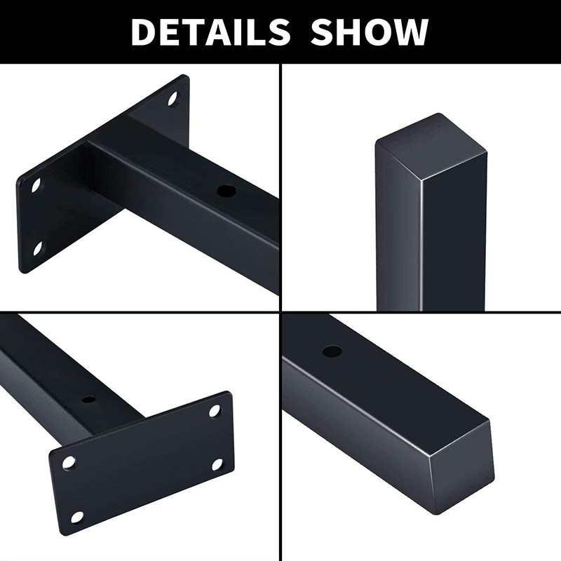 Shelf Brackets 8 Inch Black, Steel Floating Wall Shelf Bracket 4 Pack