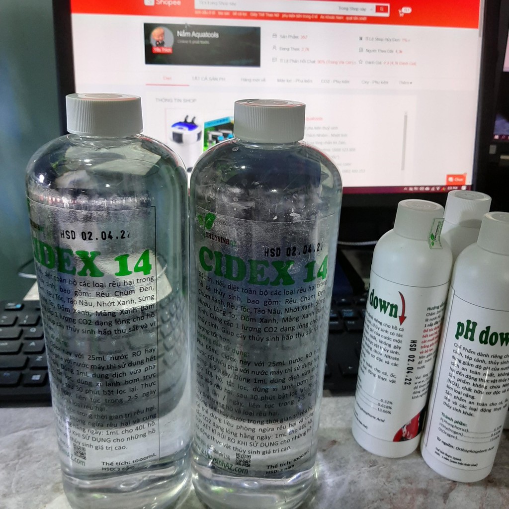 Dung dịch phòng trị rêu hại Cidex 14 nguyên chất - Diệt rêu hại hồ thủy sinh - Hồ cá cảnh