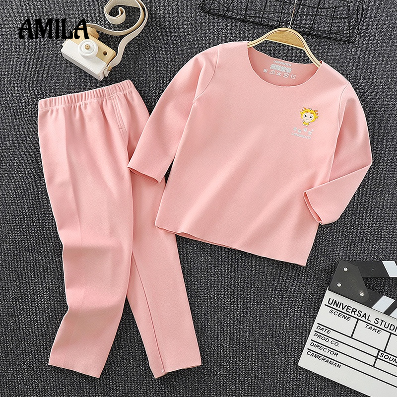 Bộ đồ AMILA lót vải nhung không đường may giữ ấm mùa thu đông cho bé