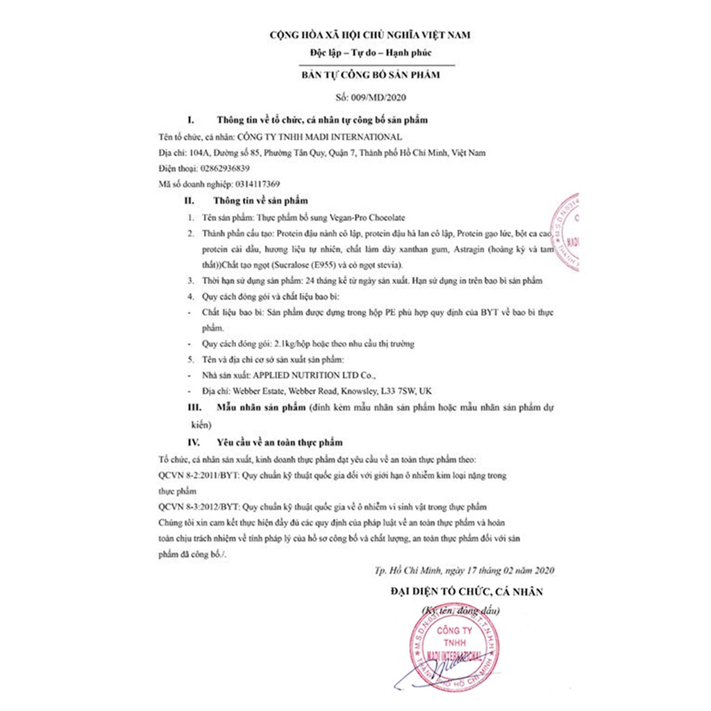 Sữa tăng cơ VEGAN PRO của APPLIED NUTRITION hương Chocolate hộp 70 lần dùng 100% protein từ thực vật - Nhập chính ngạch