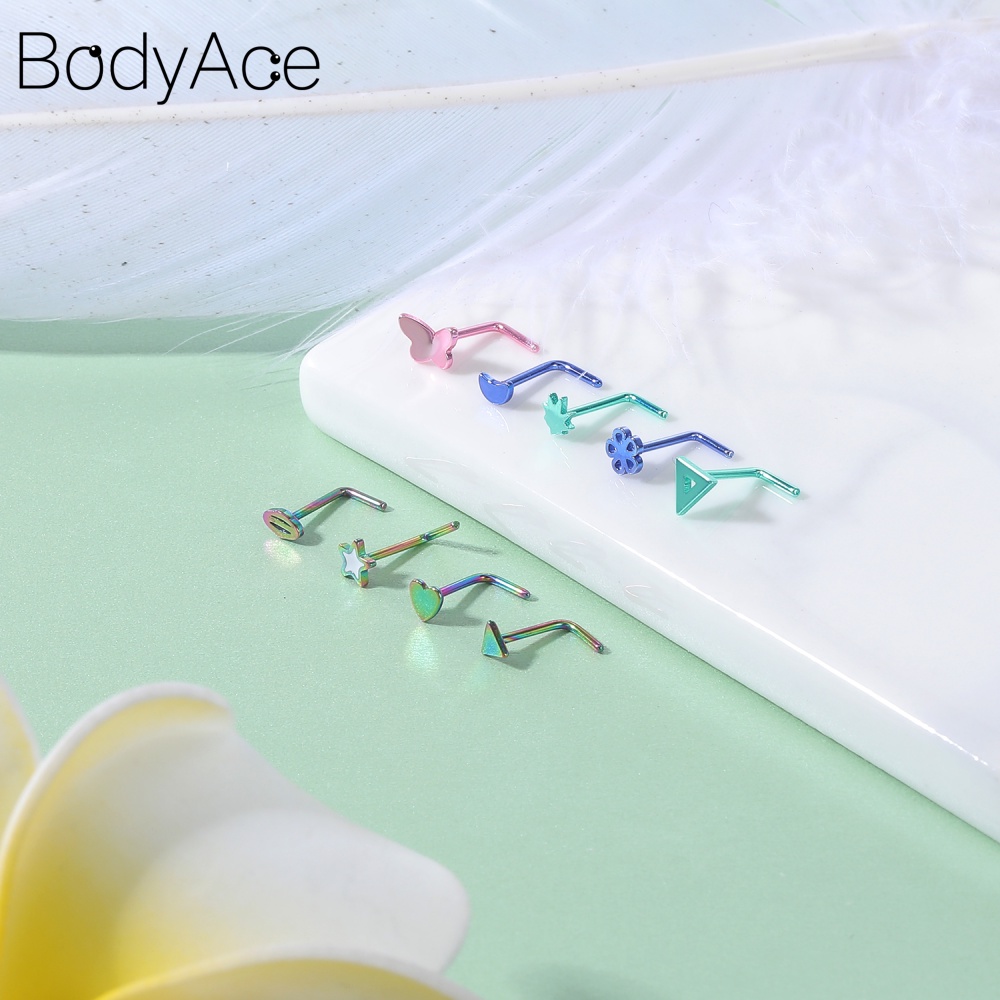 1 Khuyên Mũi Hình Bướm Nhiều Màu Bằng Thép Không Gỉ