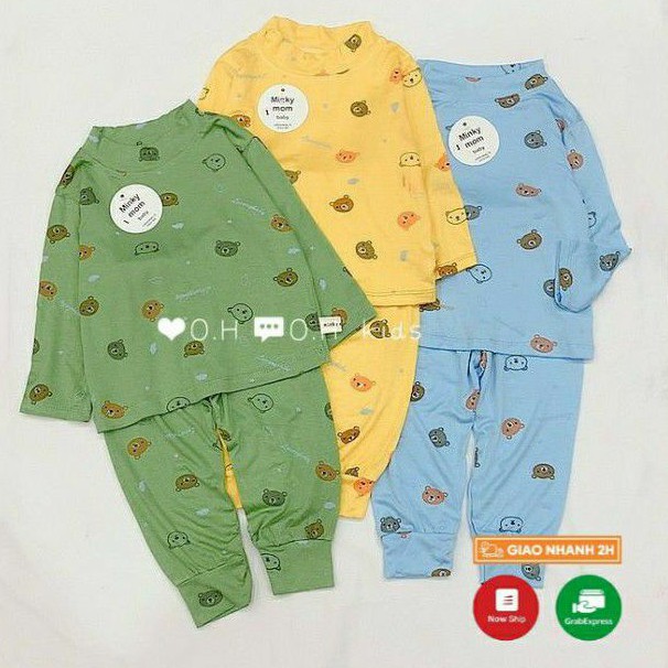 Bộ Dài Tay Cổ 3 Phân Micky Mom Chất Cotton Mềm Mịn Cho Bé