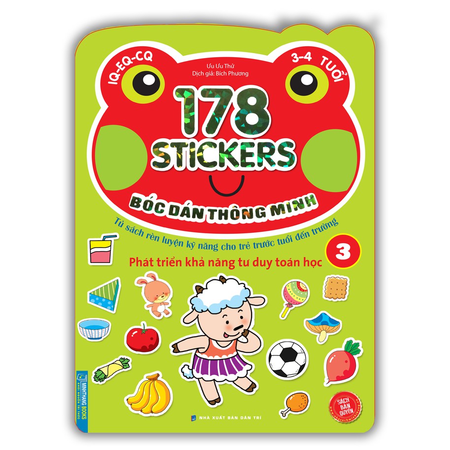 Sách - 178 sticker (quyển 3) tư duy toán học IQ EQ CQ (3-4 tuổi)