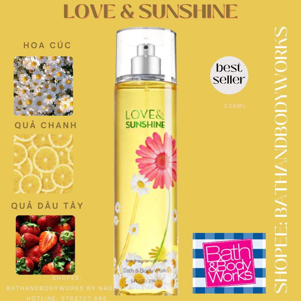 Xịt Thơm Toàn Thân Bath And Body Works  - Love And Sunshine Body Mist (236ml)