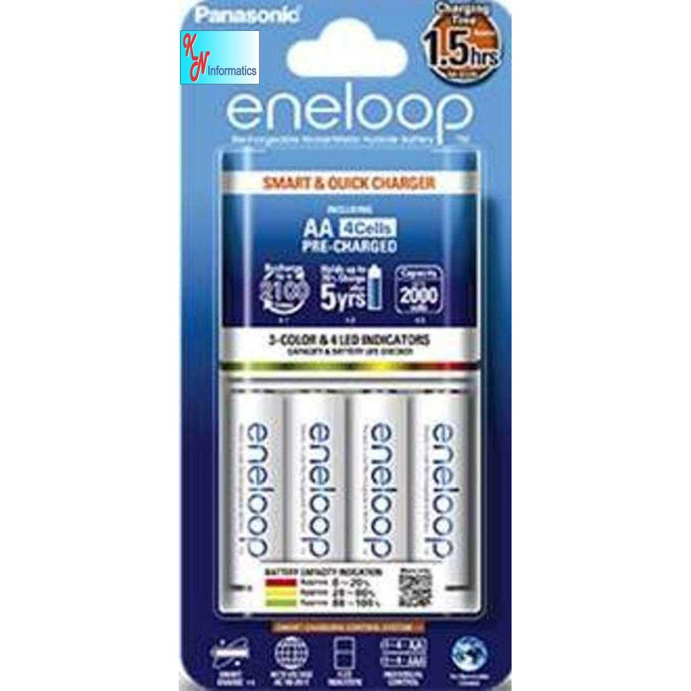 Máy Sạc Pin Panasonic Eneloop BQ-CC55 Kèm 4 Pin Sạc AA 2.000 mAh