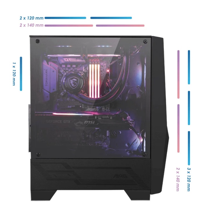 Vỏ case MSI MAG FORGE 100R (CASE CÓ SẴN 2 FAN RGB VÀ 1 FAN KHÔNG LED ) new