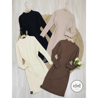 Váy đầm len suông cổ 3 phân các màu
