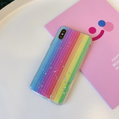 Ốp điện thoại mềm màu cầu vồng ánh nhũ thời trang cho Iphone XS XR 7 8 plus 6 6s 11 11pro max | BigBuy360 - bigbuy360.vn