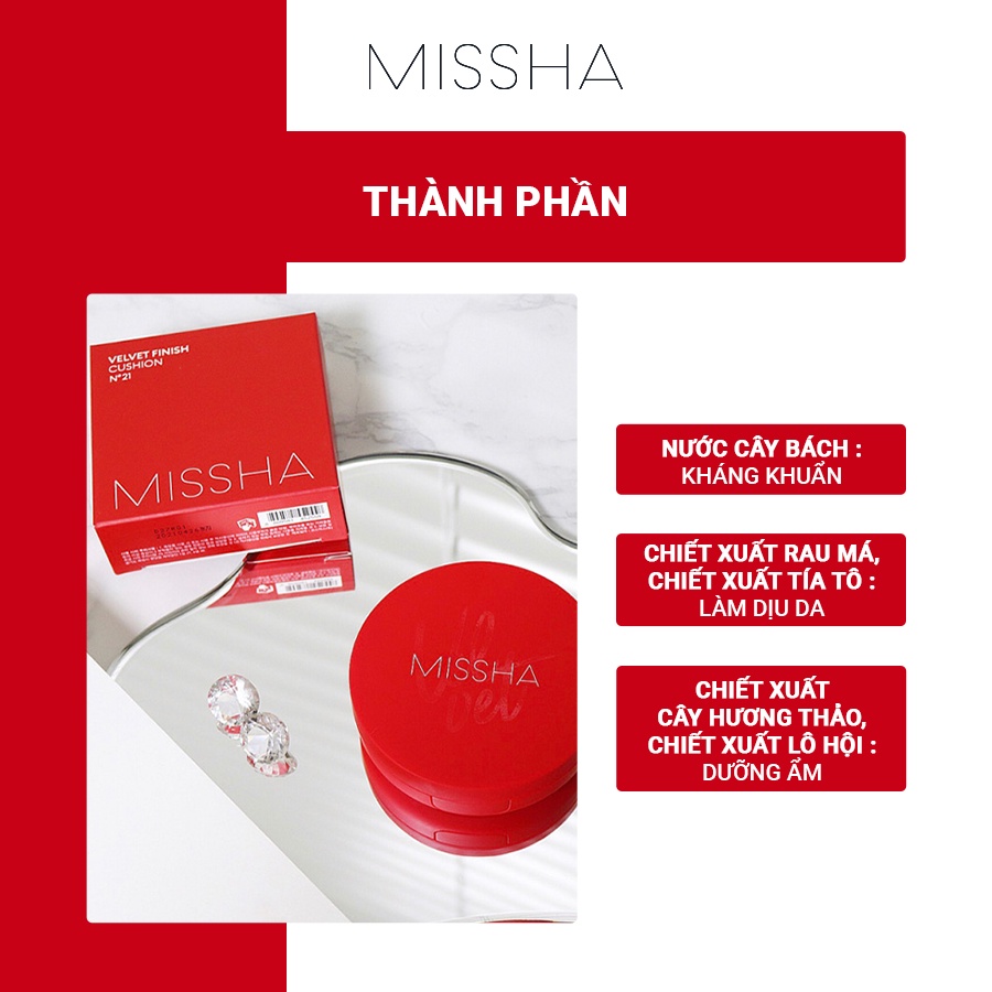[Mã COSDEP -8% ĐH250k]Phấn Nước Mỏng Mịn, Che Phủ Tốt, Lâu Trôi Missha Velvet Finish SPF50+ PA+++ 15g New Version | BigBuy360 - bigbuy360.vn